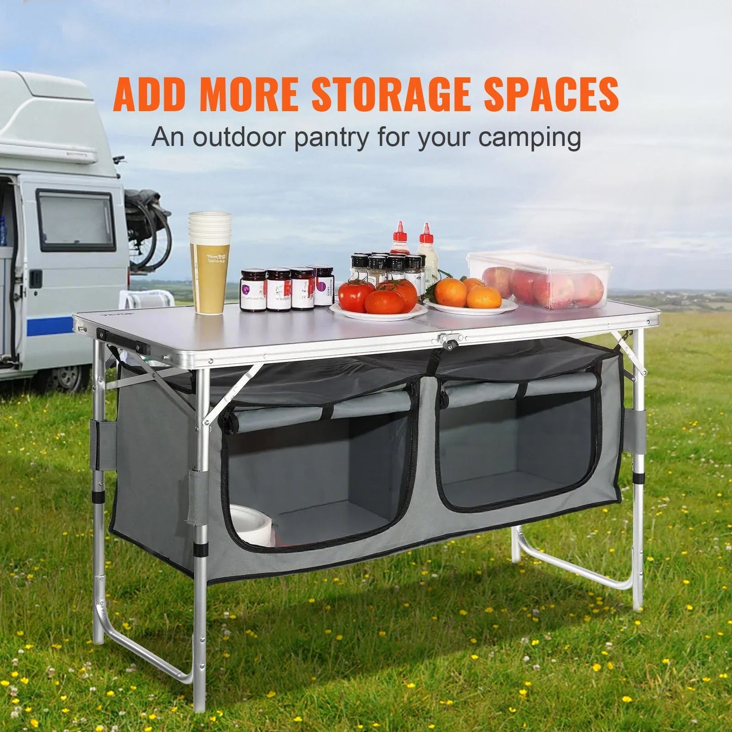 VEVOR Folding Camping Kitchen Table for Outdoor Cooking Portable