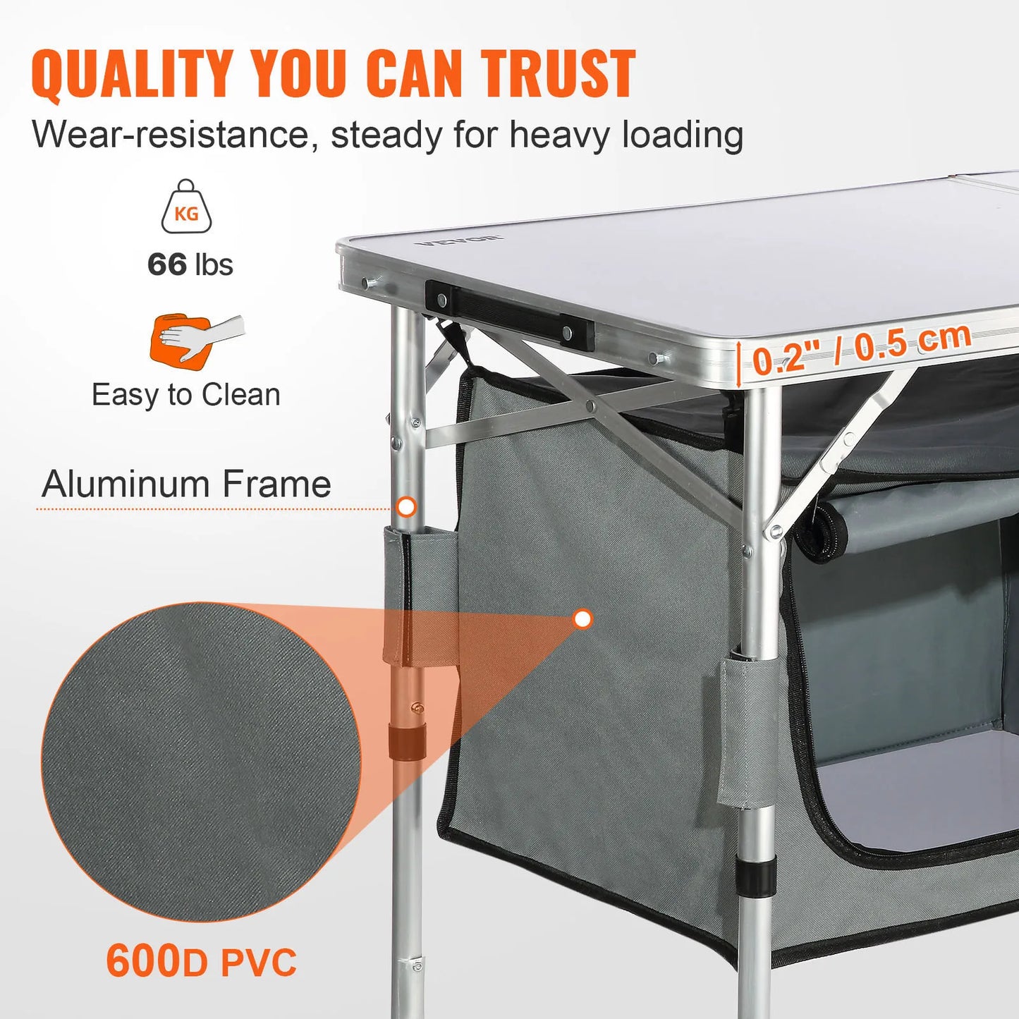VEVOR Folding Camping Kitchen Table for Outdoor Cooking Portable
