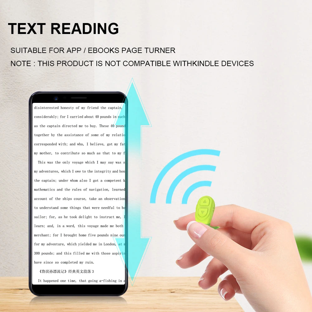 For Tiktok Scrolling Ring Wireless Camera Shutter Selfie Button Bluetooth-Compatible for TIK Tok Ring with Stand for Iphone Ipad