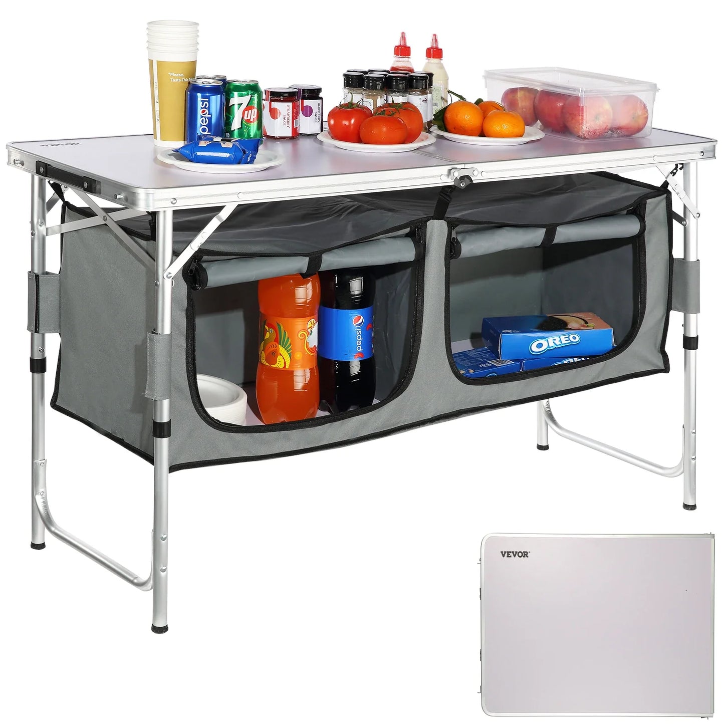 VEVOR Folding Camping Kitchen Table for Outdoor Cooking Portable