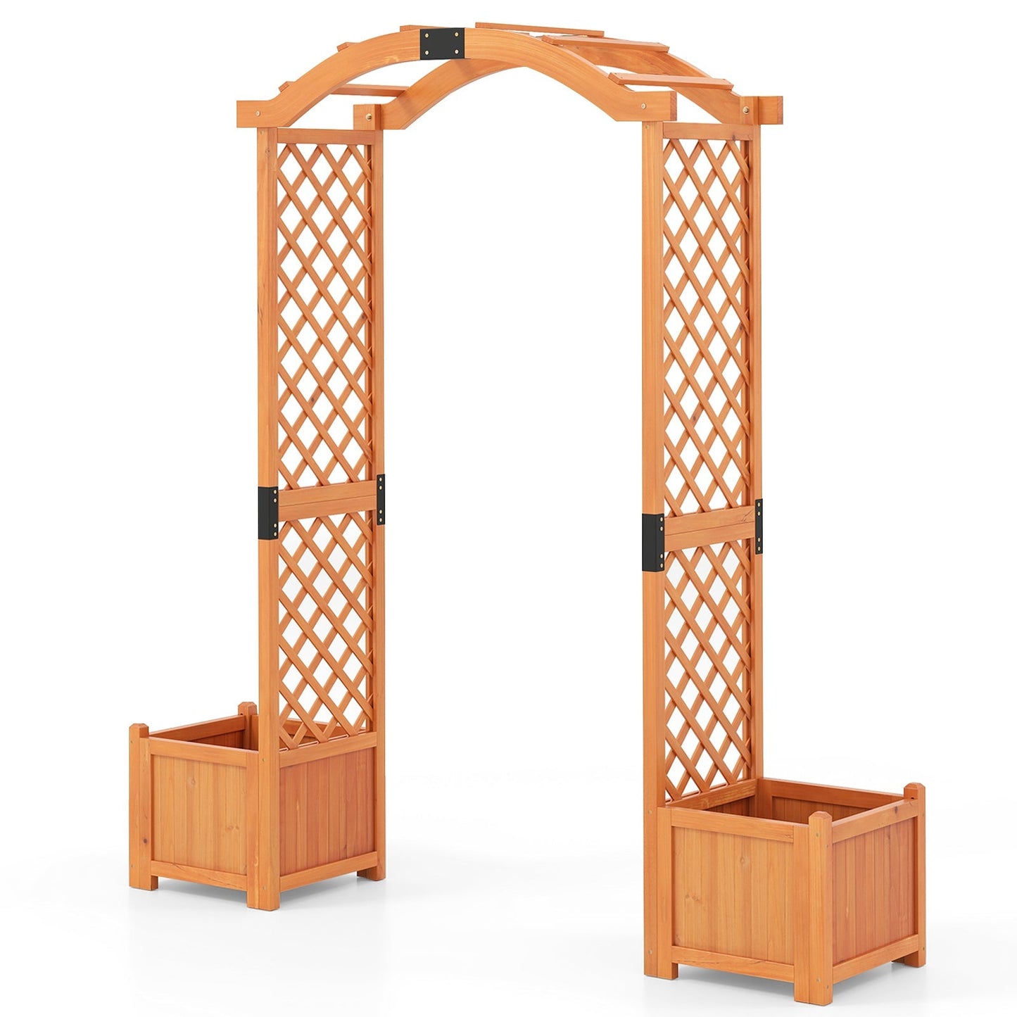 Wooden Garden Arbor with Planter and Trellis for Climbing Plants Decorations