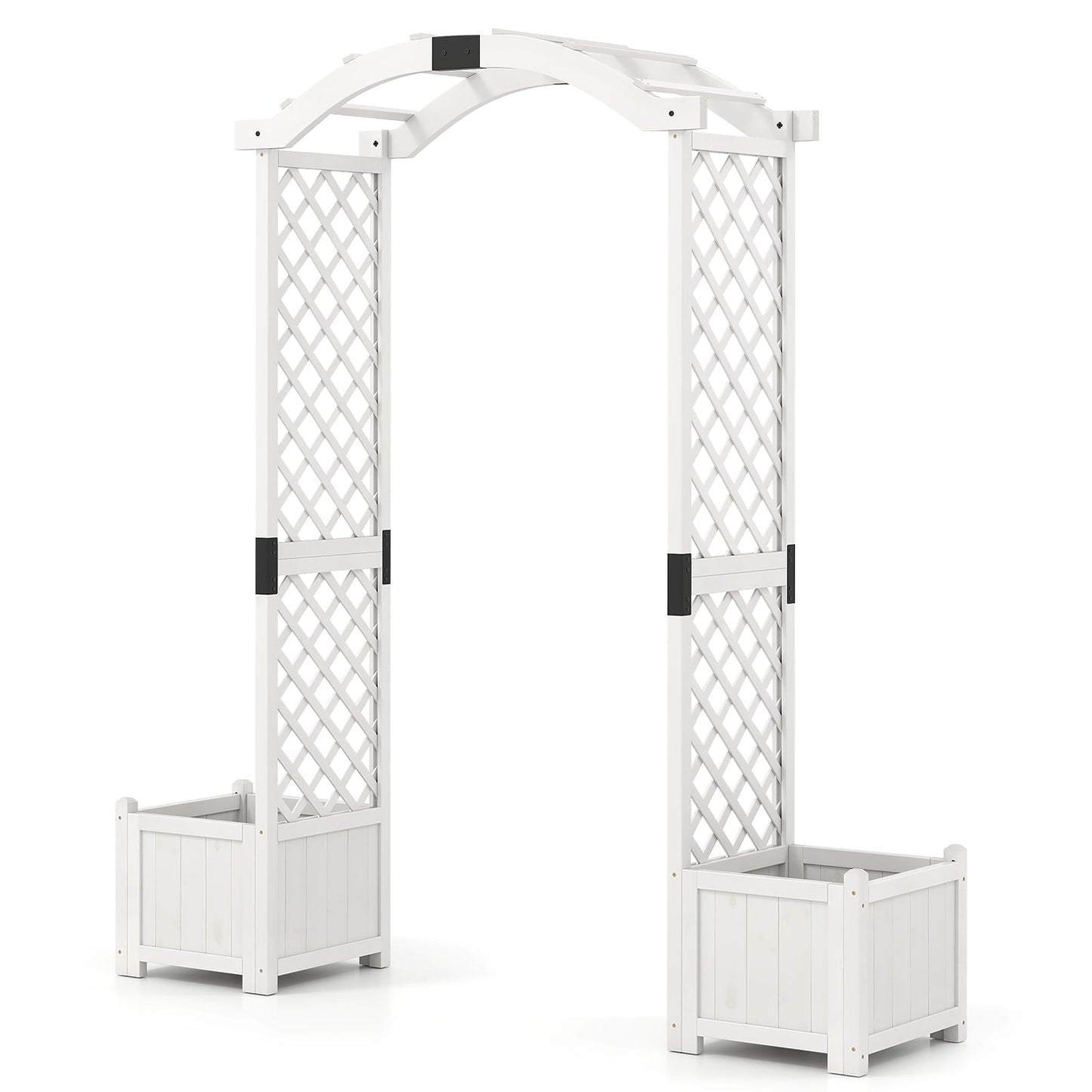 Wooden Garden Arbor with Planter and Trellis for Climbing Plants Decorations