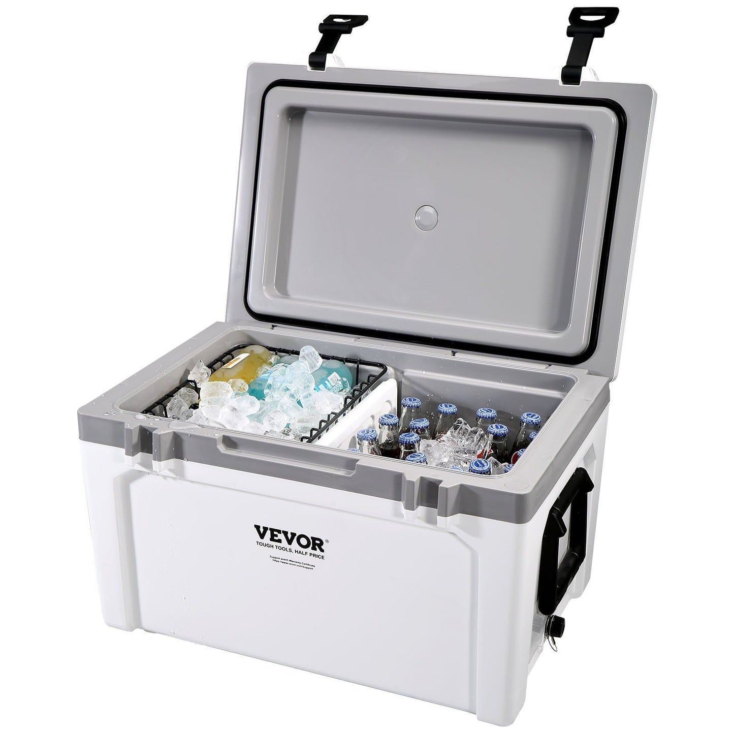 Insulated Portable Cooler, 52 qt, Holds 50 Cans, Ice Retention Hard Cooler with Heavy Duty Handle, Ice Chest Lunch Box for Camping, Beach, Picnic, Travel, Outdoor, Keeps Cool for up to 6 Days