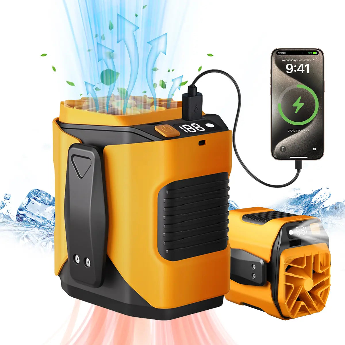 PADOX Waist Cooling Mini Portable Fan - 5000Mah Battery Power Bank, 10 Speeds 5300RPM Airflow, LED Light, Wearable Belt Design, Outdoor Gadgets, Guys Gifts for Jobsite #Summerwins #Dealsforyoudays