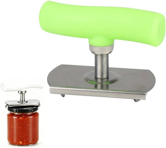 Stainless Steel Jar Opener: Adjustable Manual Jar Lid Opener for Seniors - Manual Gripper for Weak Hands, Easy Kitchen Tool for Medium & Large Jars (Green)