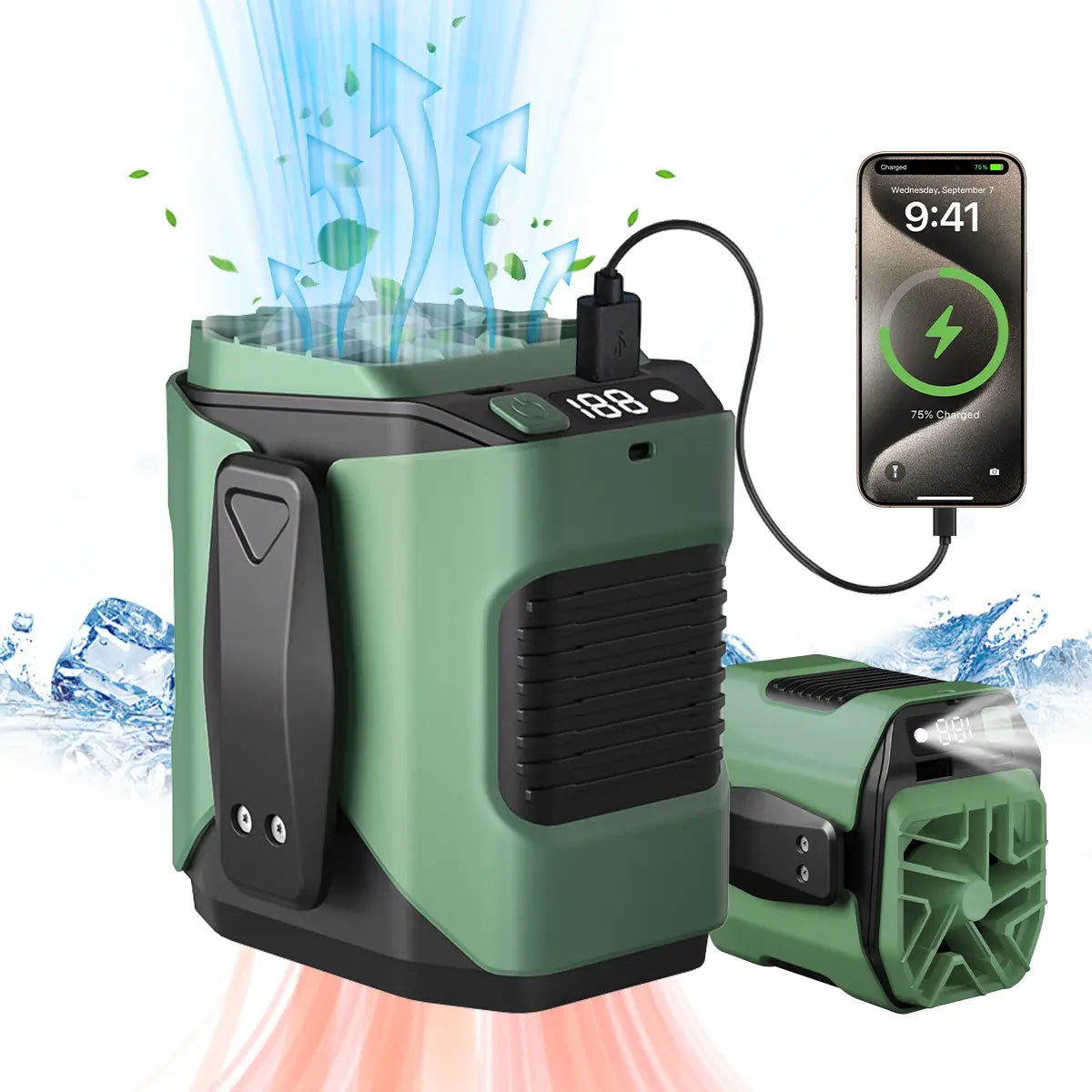PADOX Waist Cooling Mini Portable Fan - 5000Mah Battery Power Bank, 10 Speeds 5300RPM Airflow, LED Light, Wearable Belt Design, Outdoor Gadgets, Guys Gifts for Jobsite #Summerwins #Dealsforyoudays
