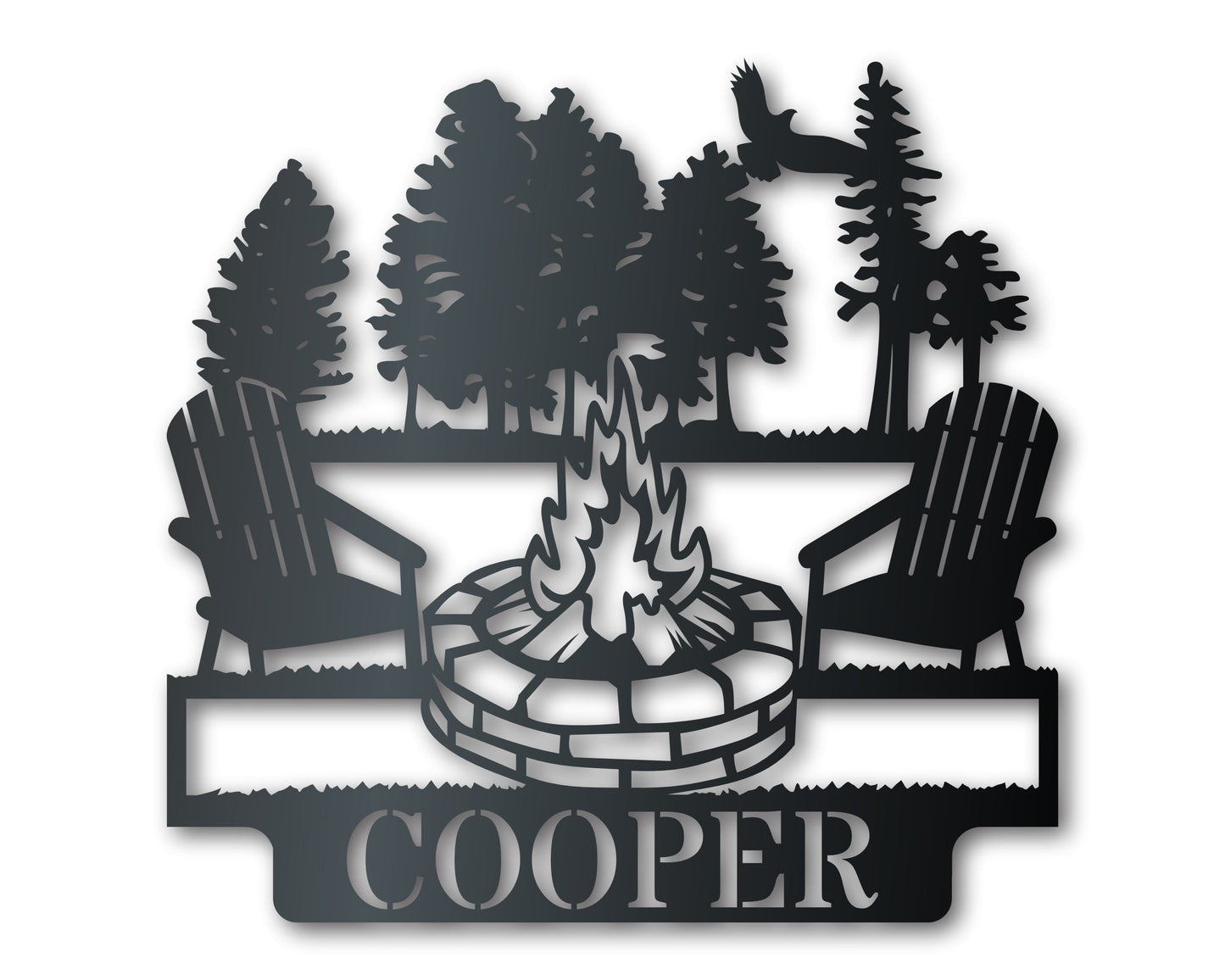 Custom Metal Fireside Monogram Wall Art | Indoor Outdoor | Up to 46" | Over 20 Color Options