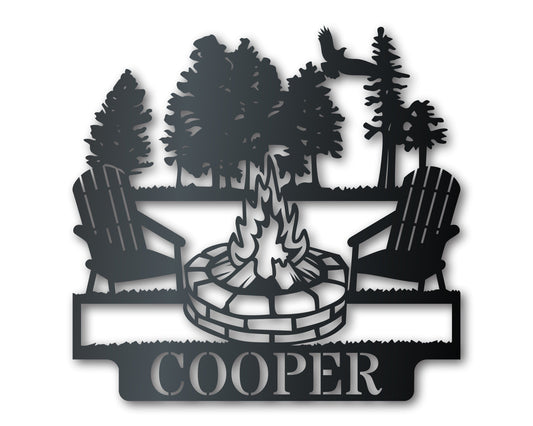 Custom Metal Fireside Monogram Wall Art | Indoor Outdoor | Up to 46" | Over 20 Color Options