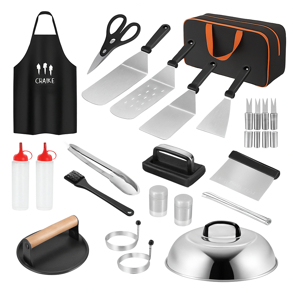 Griddle Accessories Kit with Spatulas & Press