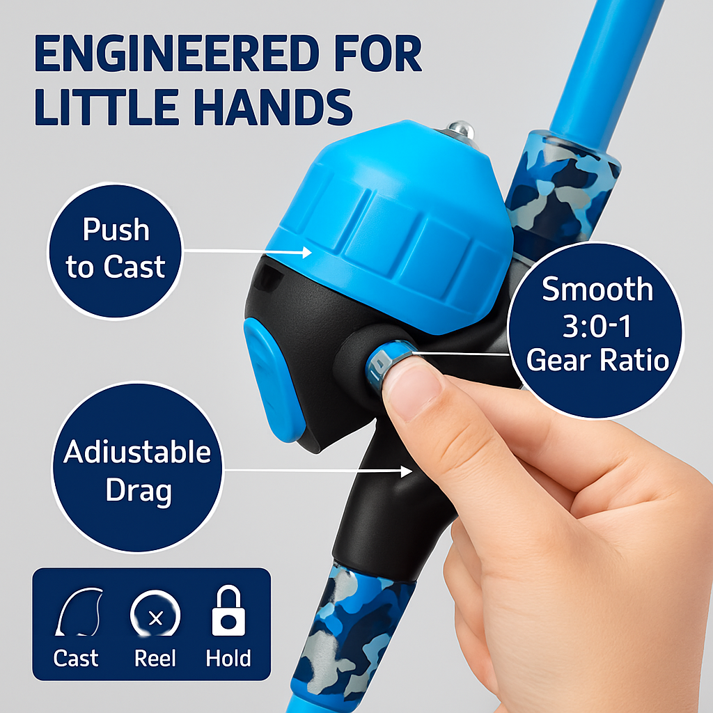 Kids Fishing Pole Set - Telescopic Rod & Spincast Reel Kit