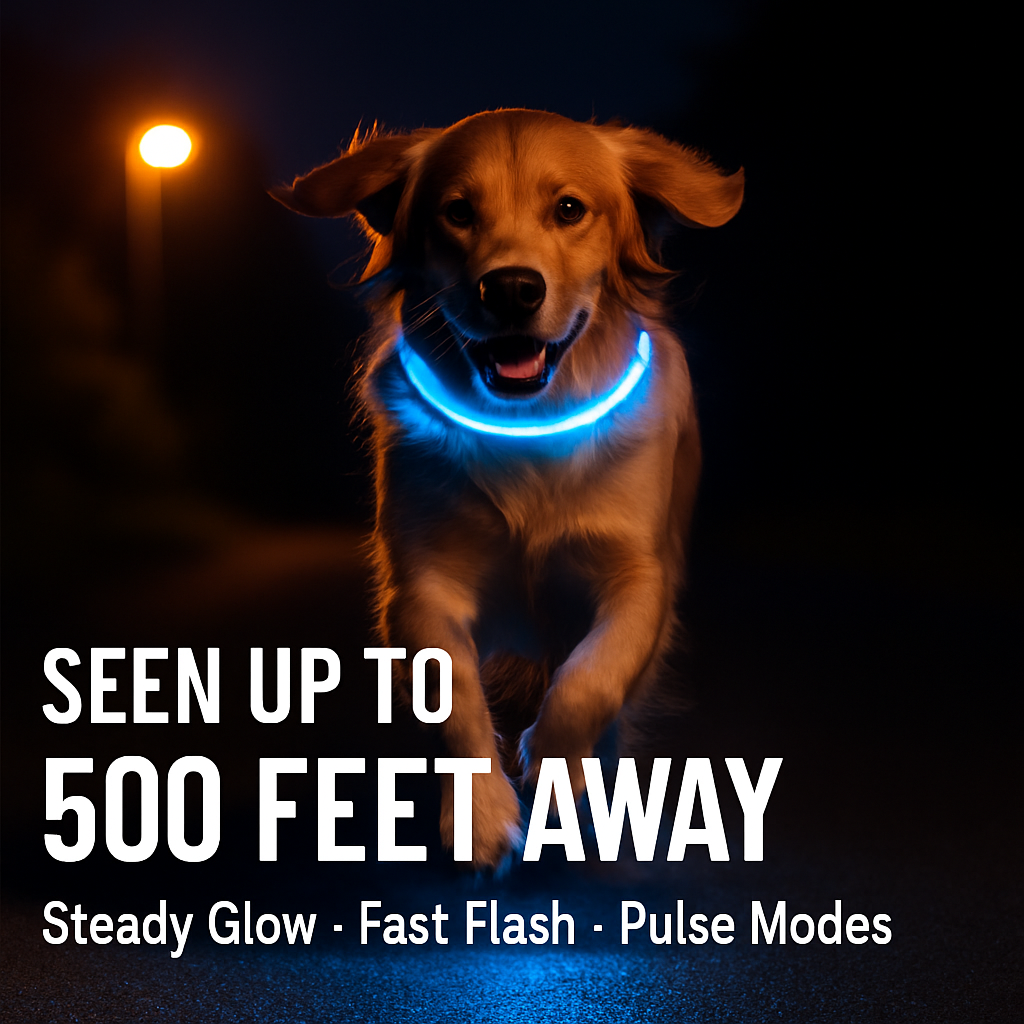 Light Up Dog Collar with LED Night Safety Colors