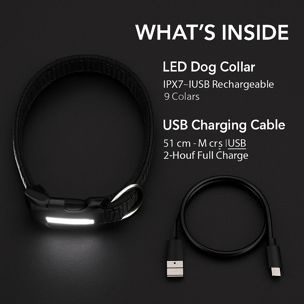 Light Up Dog Collar with LED Night Safety Colors