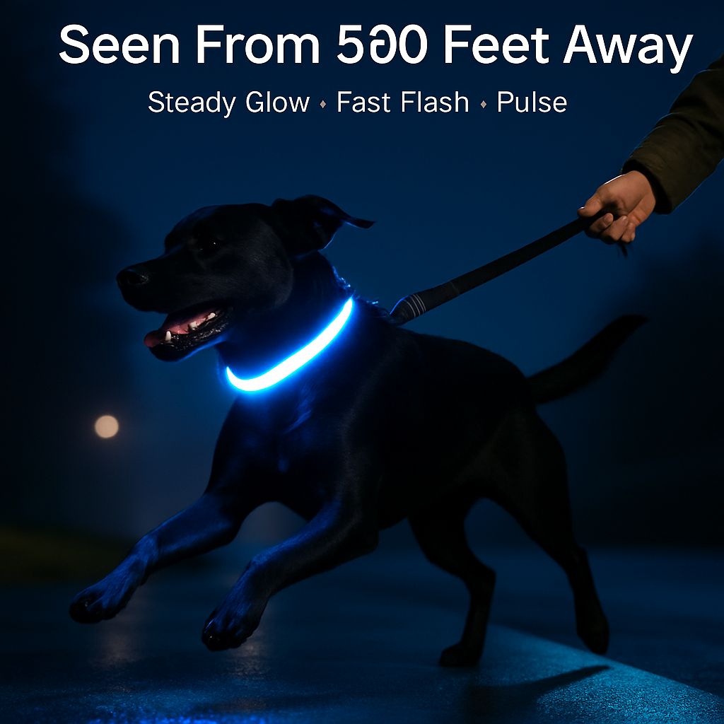 Light Up Dog Collar with LED Night Safety Colors