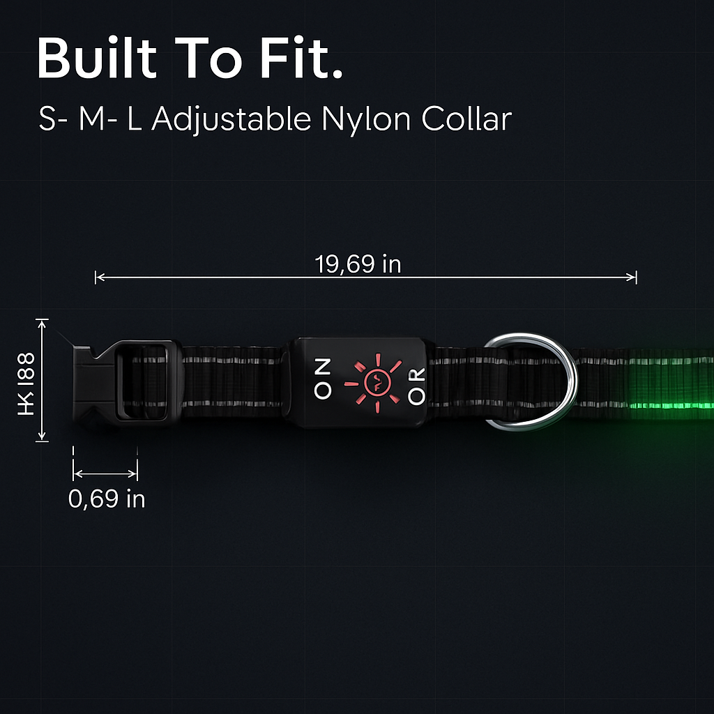 Light Up Dog Collar with LED Night Safety Colors