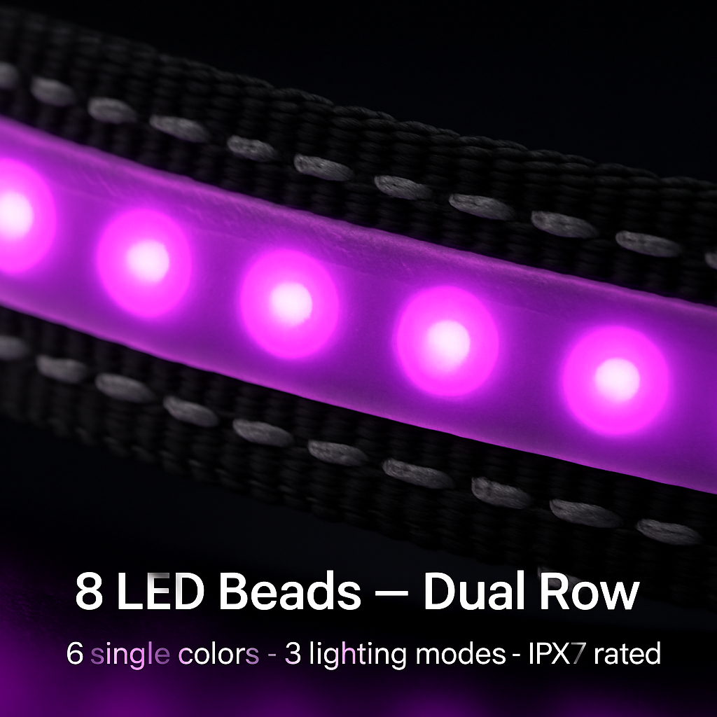 Light Up Dog Collar with LED Night Safety Colors