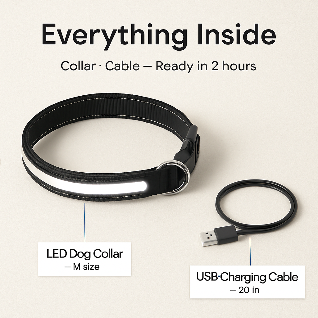 Light Up Dog Collar with LED Night Safety Colors