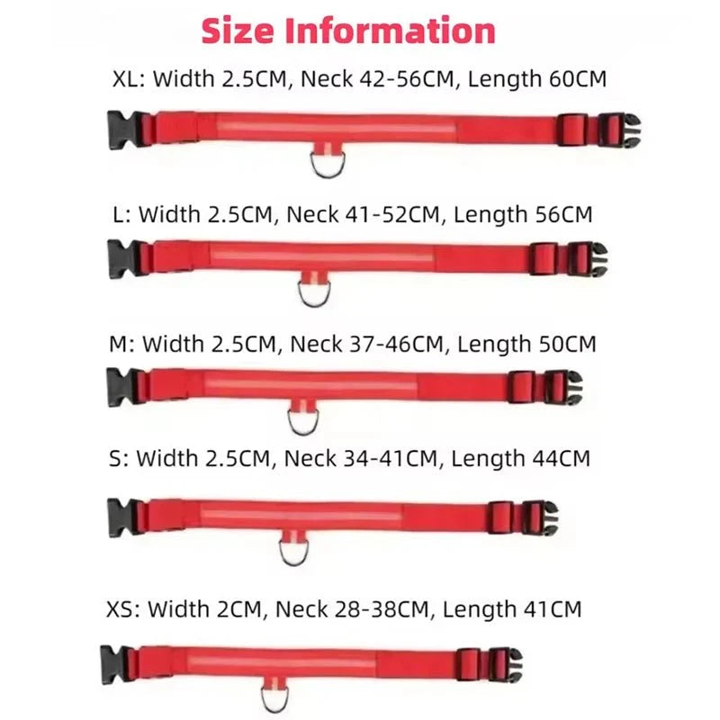LED Dog Collar | Nylon Light-Up Safety Collar with Reflective Glow and 3 Flashing Modes