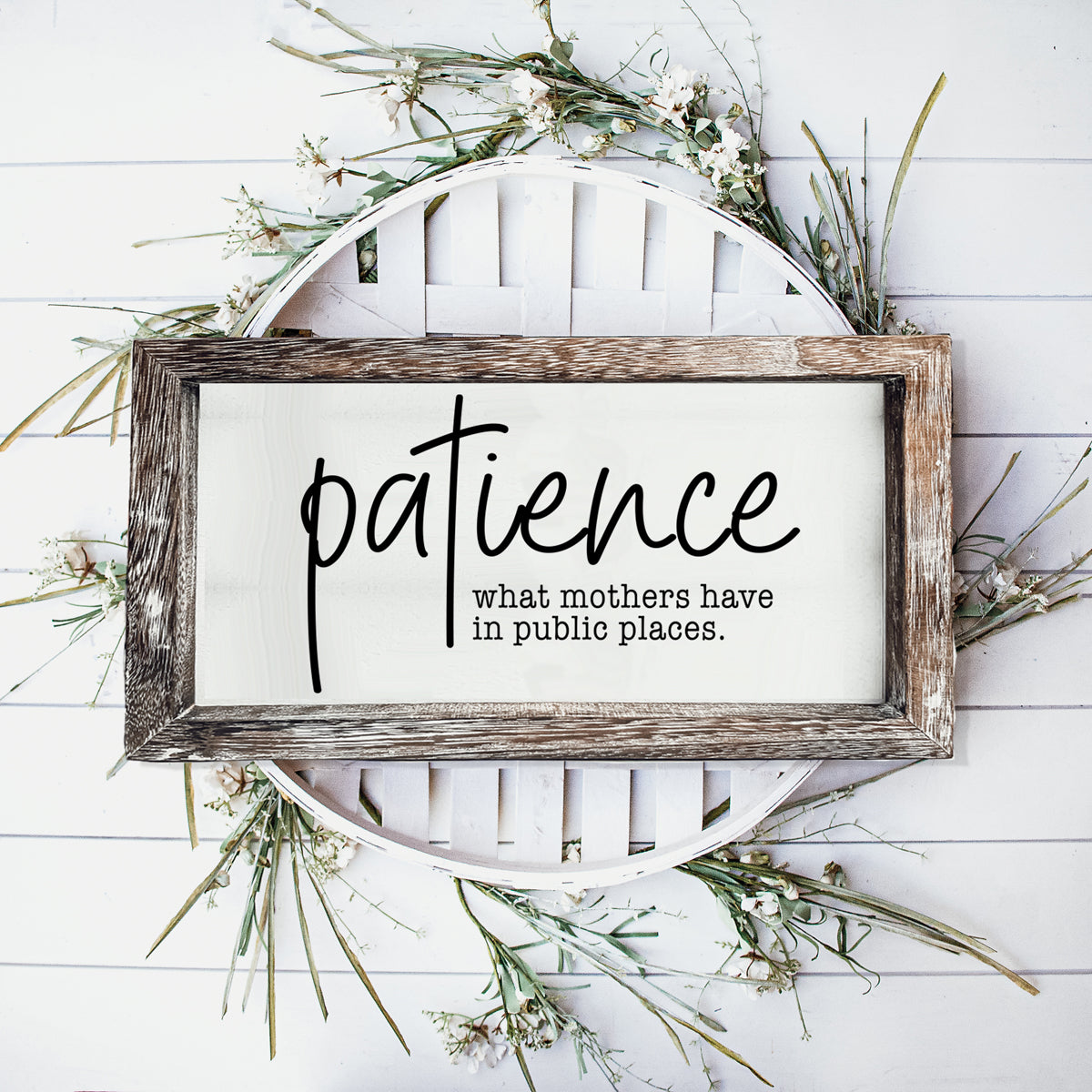 Mothers Patience Wood Sign Funny Mom Quote Rustic Indoor Home Decor