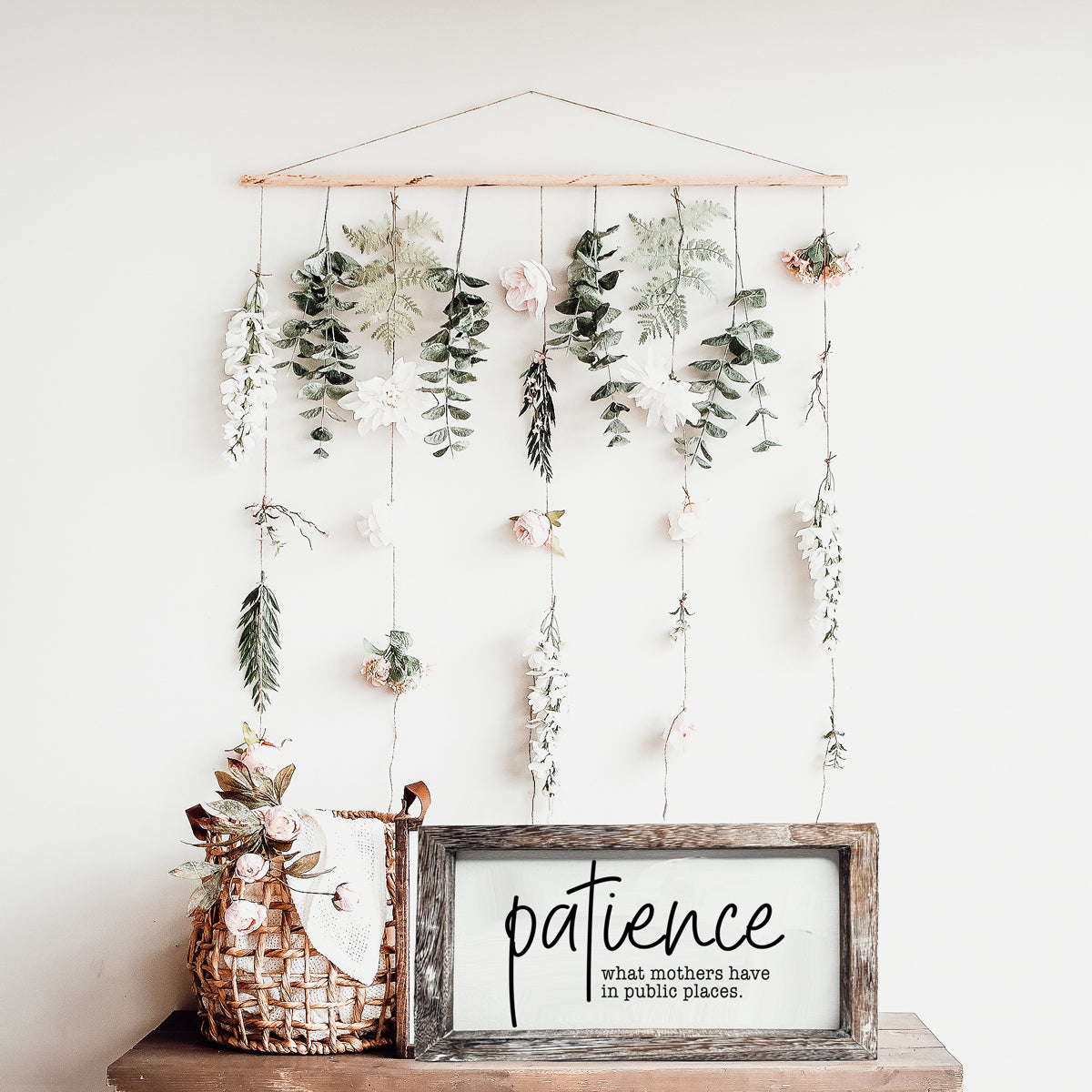 Mothers Patience Wood Sign Funny Mom Quote Rustic Indoor Home Decor