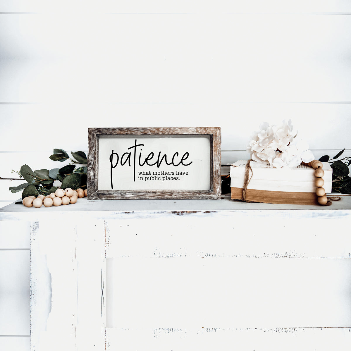 Mothers Patience Wood Sign Funny Mom Quote Rustic Indoor Home Decor