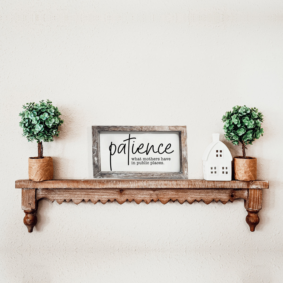 Mothers Patience Wood Sign Funny Mom Quote Rustic Indoor Home Decor