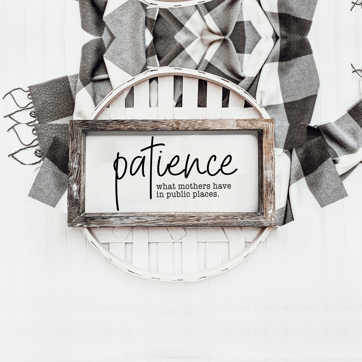 Mothers Patience Wood Sign Funny Mom Quote Rustic Indoor Home Decor