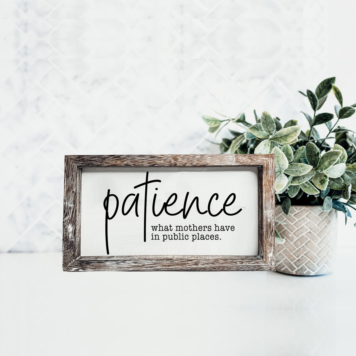Mothers Patience Wood Sign Funny Mom Quote Rustic Indoor Home Decor