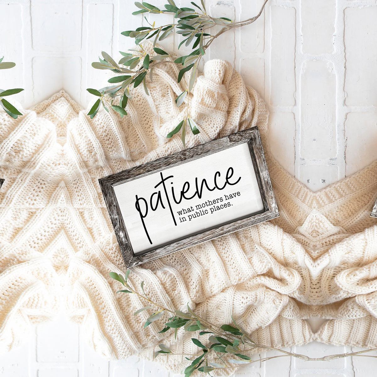 Mothers Patience Wood Sign Funny Mom Quote Rustic Indoor Home Decor