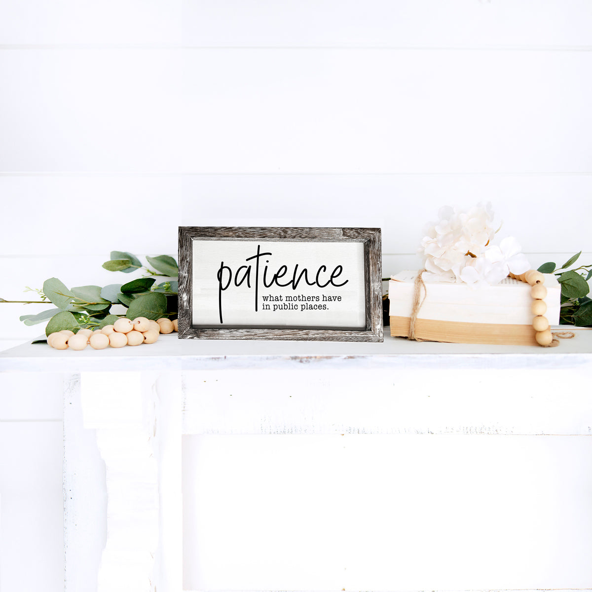 Mothers Patience Wood Sign Funny Mom Quote Rustic Indoor Home Decor