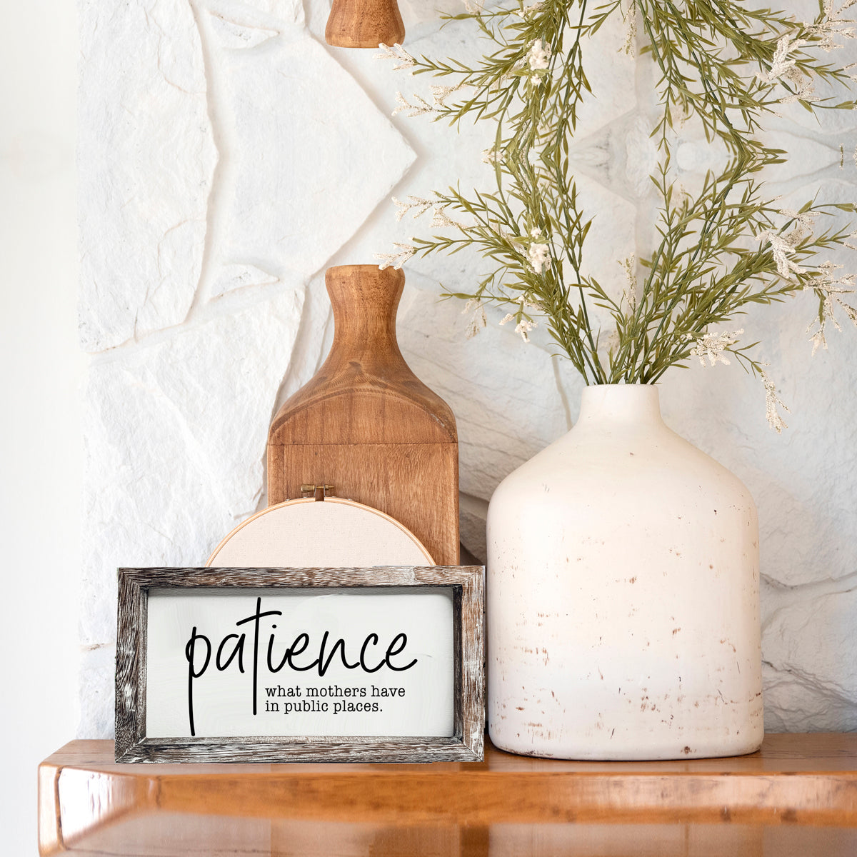 Mothers Patience Wood Sign Funny Mom Quote Rustic Indoor Home Decor