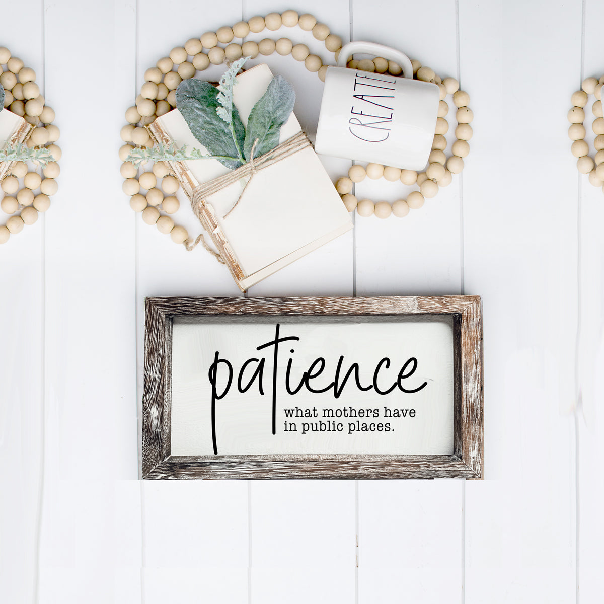 Mothers Patience Wood Sign Funny Mom Quote Rustic Indoor Home Decor