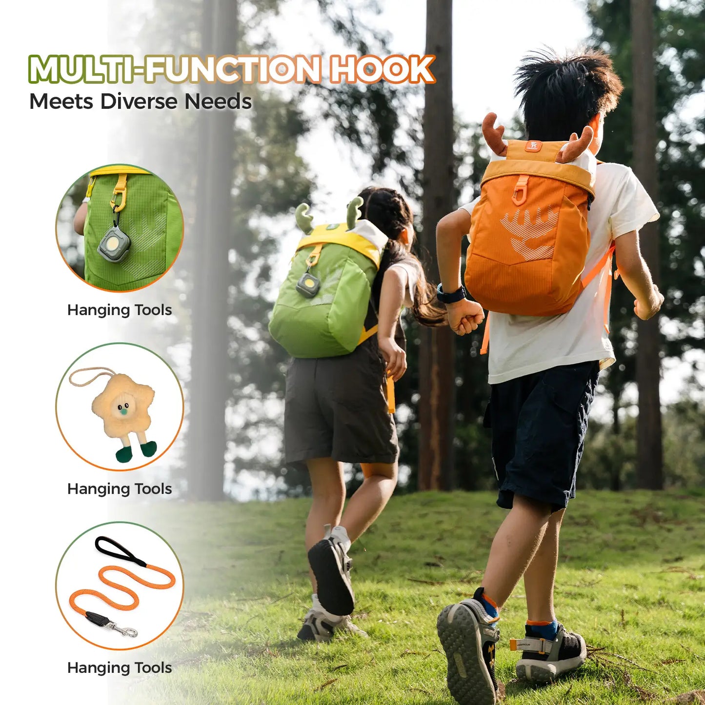 Kids Water-Repellent Hiking Backpack 8L