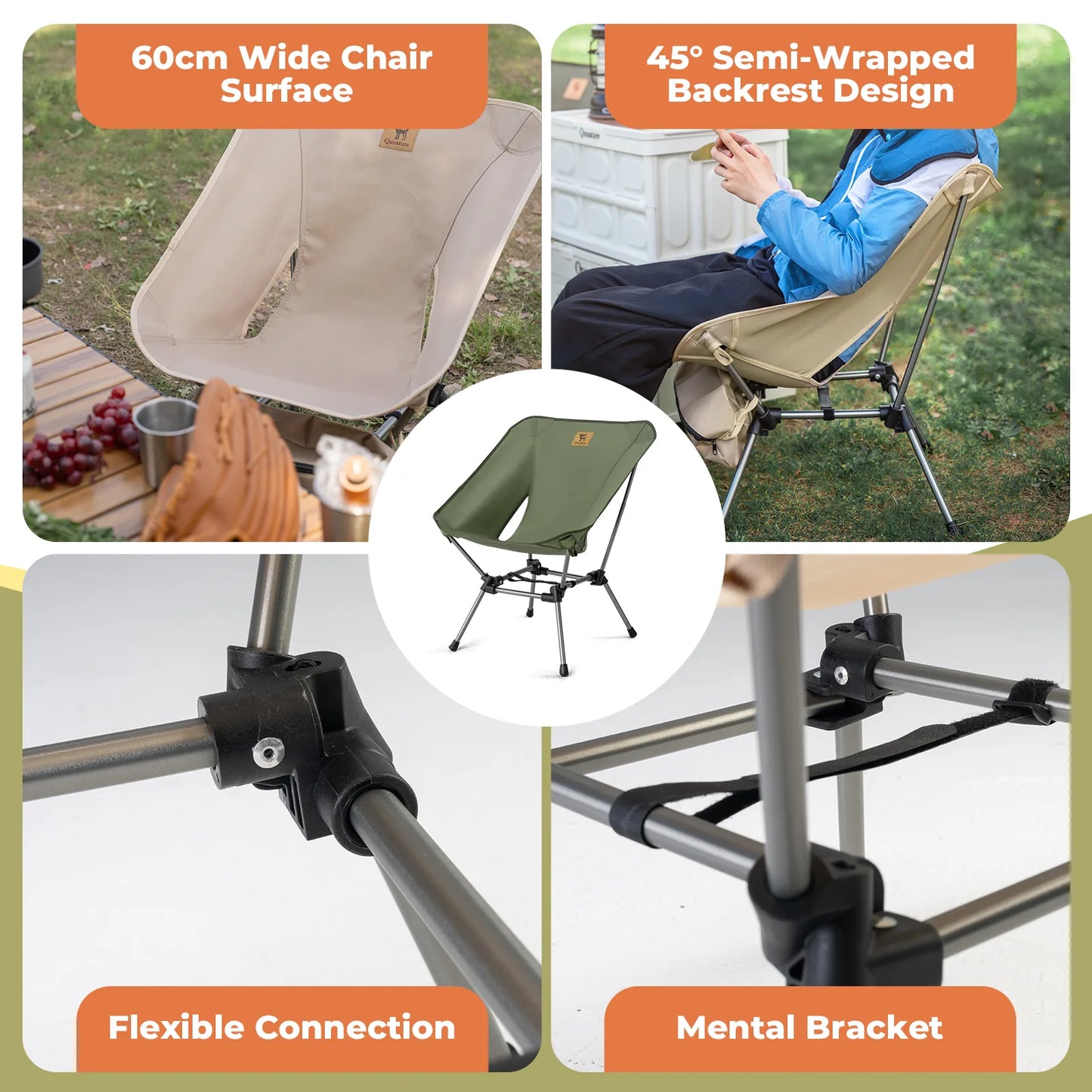 260lbs Folding Aluminum Camping Chair