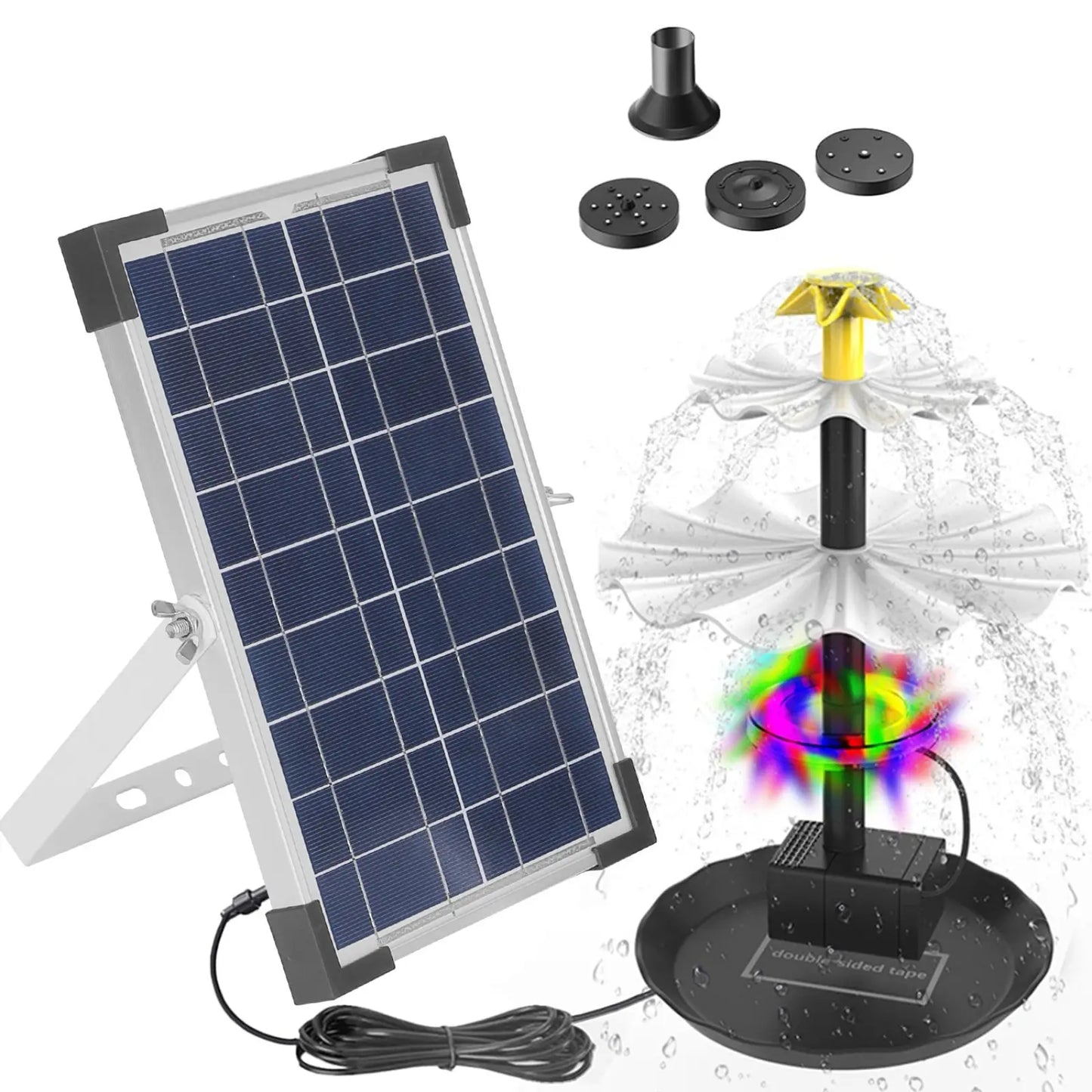 Solar Bird Bath Fountain 3 Tier Led Water Feature 6w