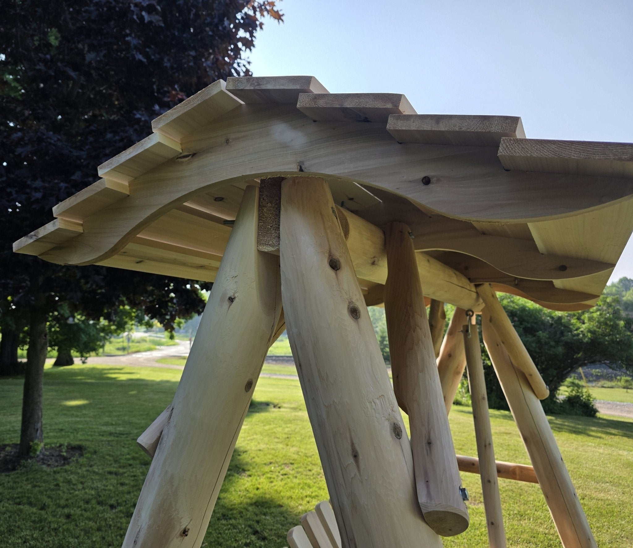 Wooden Porch Swing with Canopy